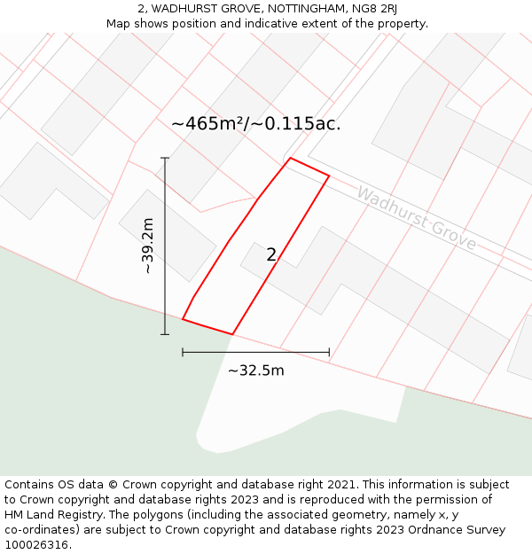 2, WADHURST GROVE, NOTTINGHAM, NG8 2RJ: Plot and title map