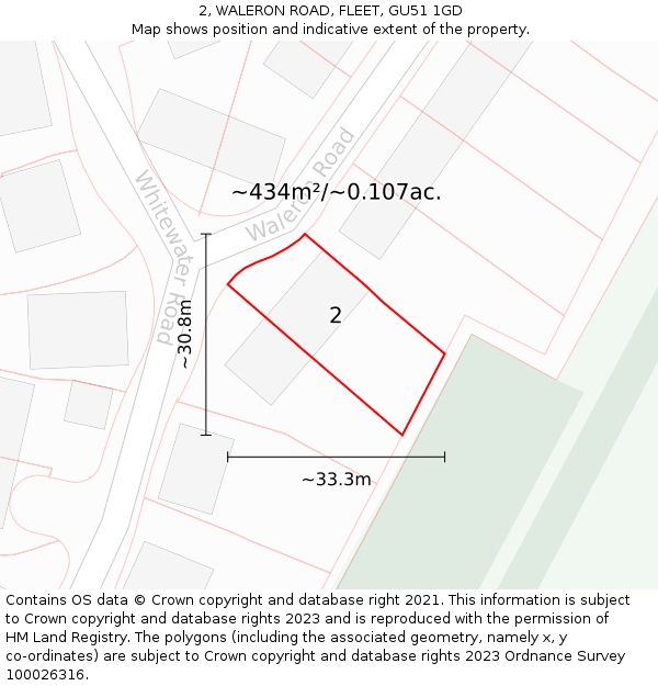 2, WALERON ROAD, FLEET, GU51 1GD: Plot and title map