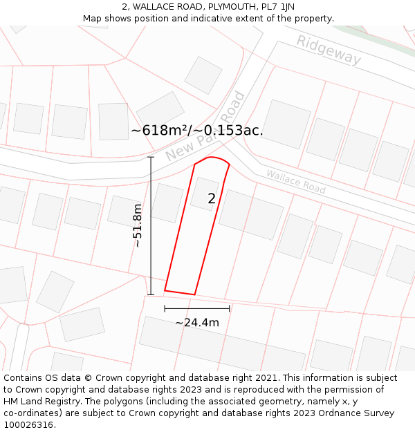 2, WALLACE ROAD, PLYMOUTH, PL7 1JN: Plot and title map