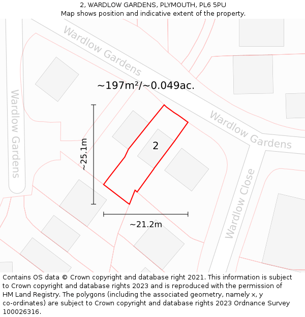 2, WARDLOW GARDENS, PLYMOUTH, PL6 5PU: Plot and title map