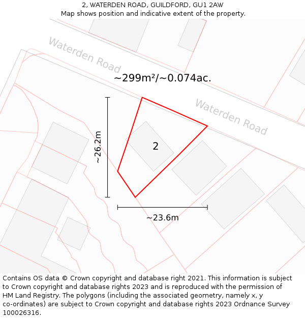 2, WATERDEN ROAD, GUILDFORD, GU1 2AW: Plot and title map