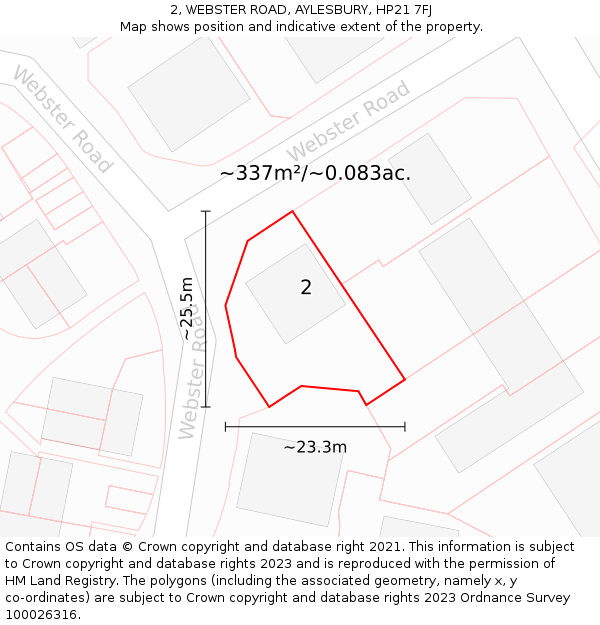 2, WEBSTER ROAD, AYLESBURY, HP21 7FJ: Plot and title map