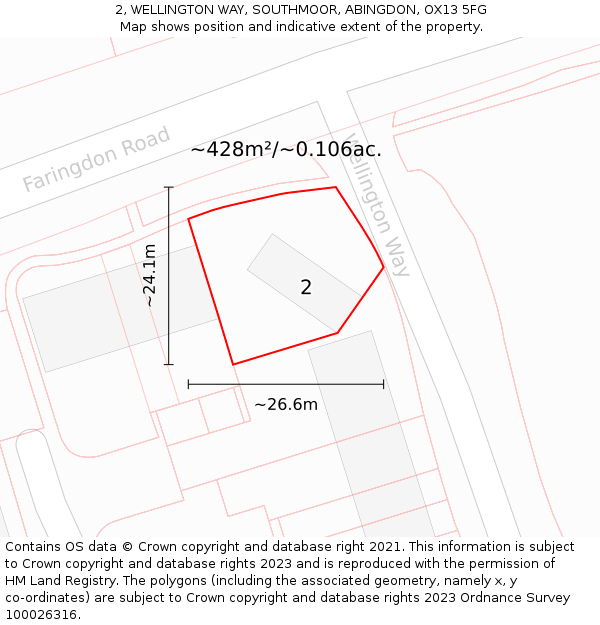 2, WELLINGTON WAY, SOUTHMOOR, ABINGDON, OX13 5FG: Plot and title map