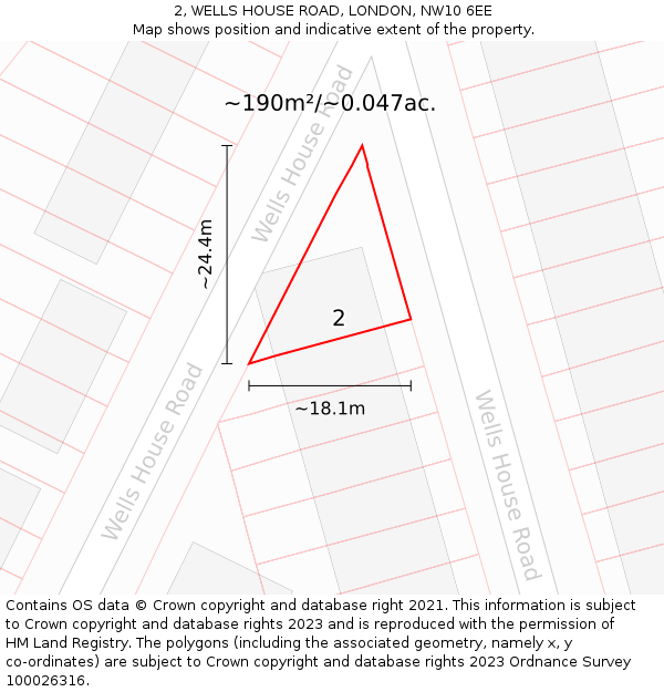 2, WELLS HOUSE ROAD, LONDON, NW10 6EE: Plot and title map