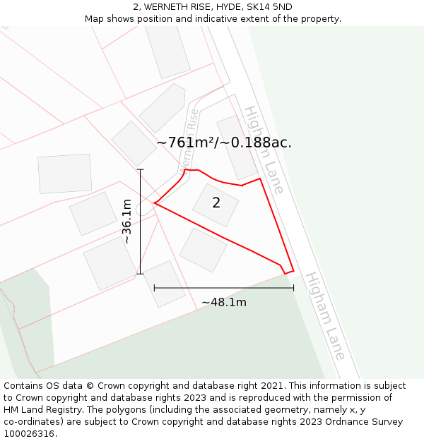 2, WERNETH RISE, HYDE, SK14 5ND: Plot and title map