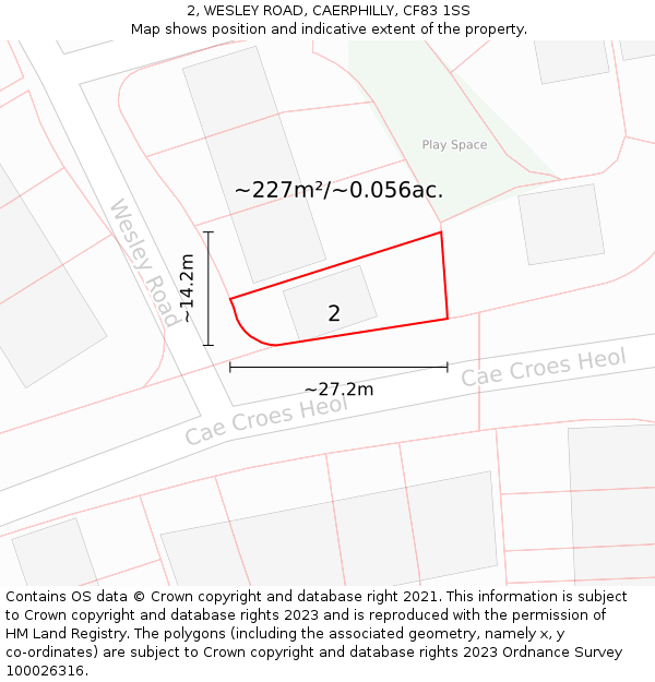 2, WESLEY ROAD, CAERPHILLY, CF83 1SS: Plot and title map