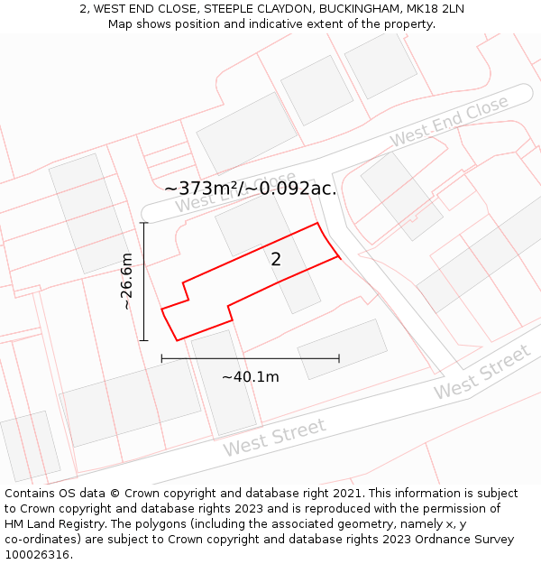 2, WEST END CLOSE, STEEPLE CLAYDON, BUCKINGHAM, MK18 2LN: Plot and title map