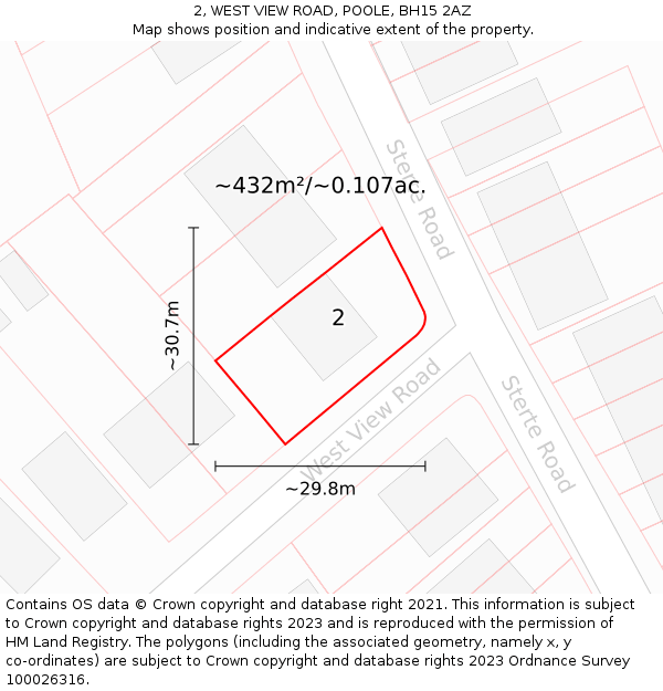 2, WEST VIEW ROAD, POOLE, BH15 2AZ: Plot and title map