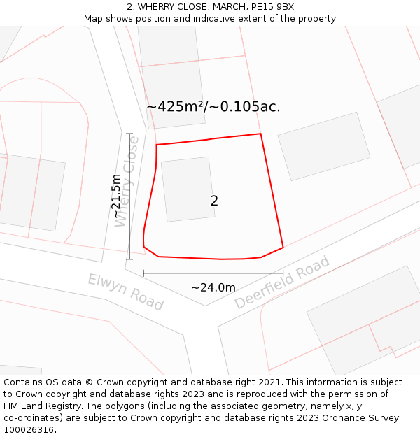 2, WHERRY CLOSE, MARCH, PE15 9BX: Plot and title map
