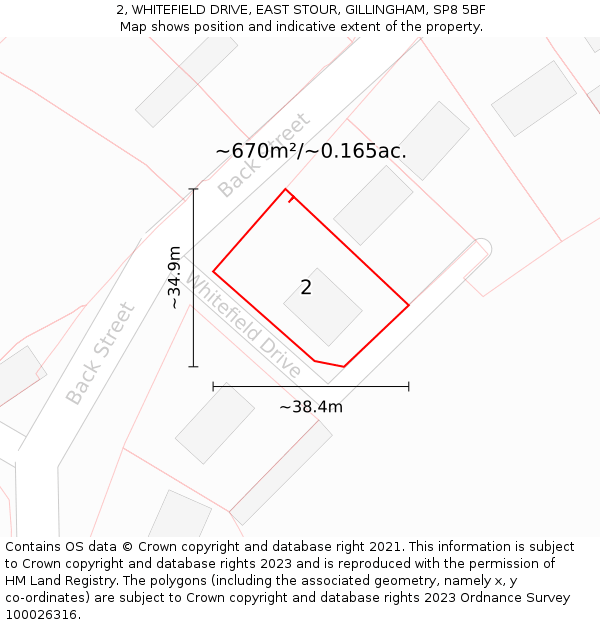 2, WHITEFIELD DRIVE, EAST STOUR, GILLINGHAM, SP8 5BF: Plot and title map