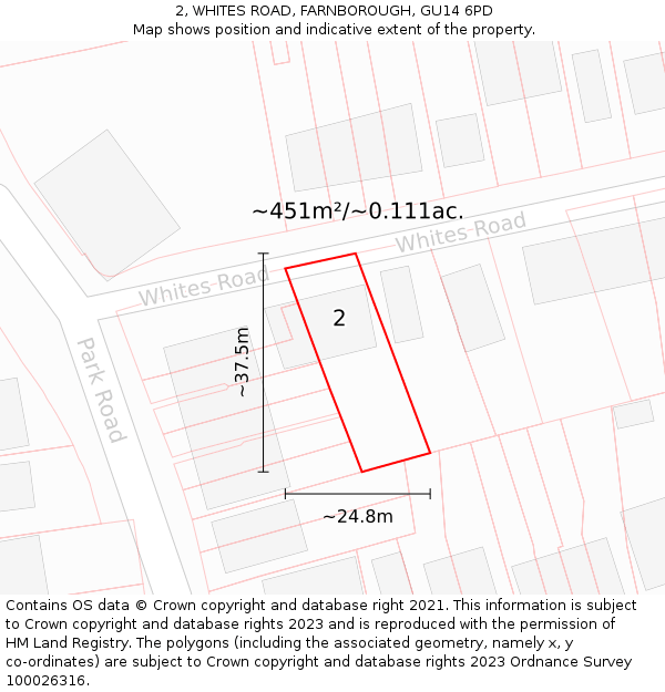 2, WHITES ROAD, FARNBOROUGH, GU14 6PD: Plot and title map