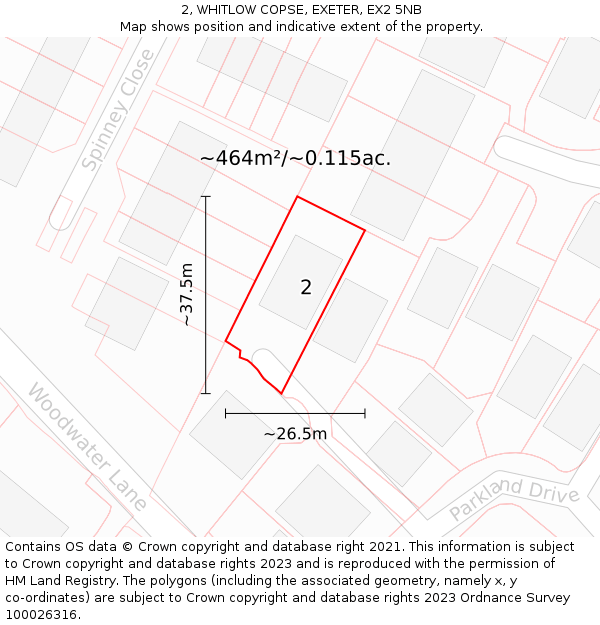 2, WHITLOW COPSE, EXETER, EX2 5NB: Plot and title map