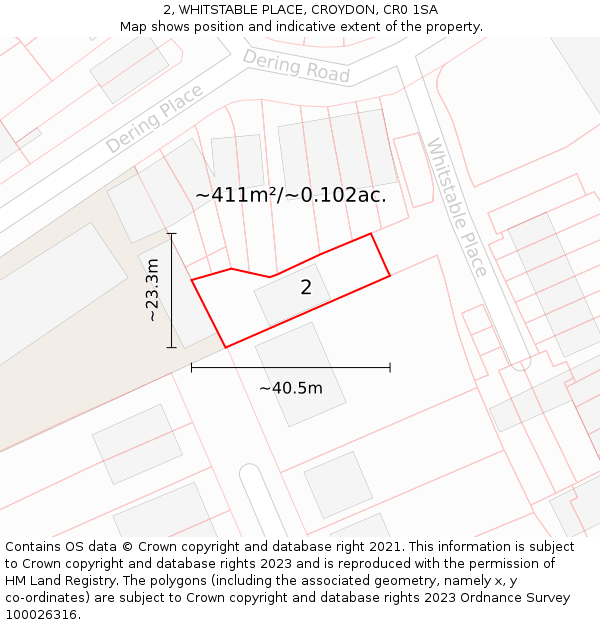 2, WHITSTABLE PLACE, CROYDON, CR0 1SA: Plot and title map