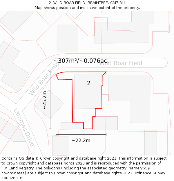 2, WILD BOAR FIELD, BRAINTREE, CM7 3LL: Plot and title map