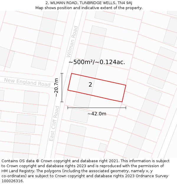 2, WILMAN ROAD, TUNBRIDGE WELLS, TN4 9AJ: Plot and title map