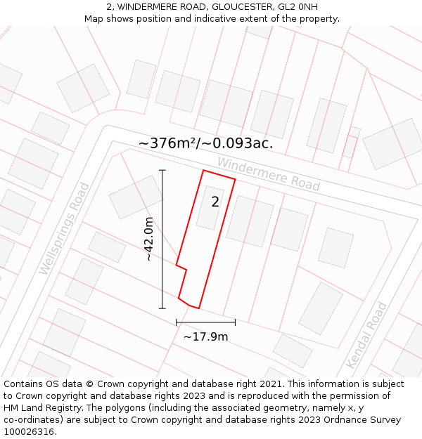 2, WINDERMERE ROAD, GLOUCESTER, GL2 0NH: Plot and title map