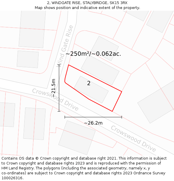 2, WINDGATE RISE, STALYBRIDGE, SK15 3RX: Plot and title map