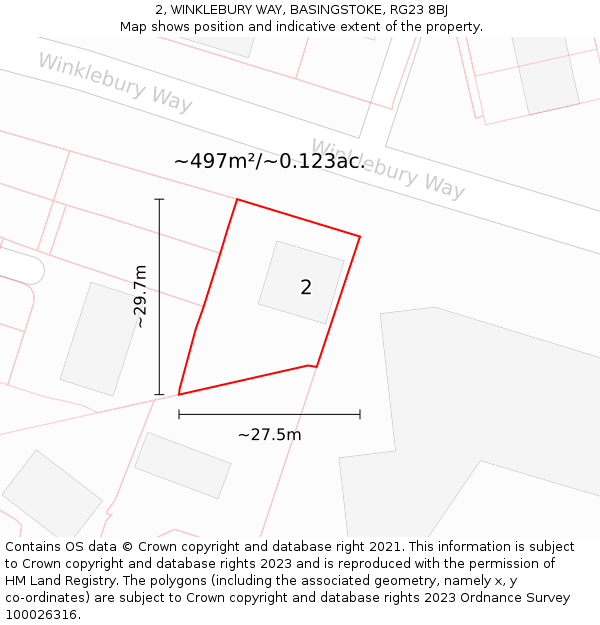 2, WINKLEBURY WAY, BASINGSTOKE, RG23 8BJ: Plot and title map