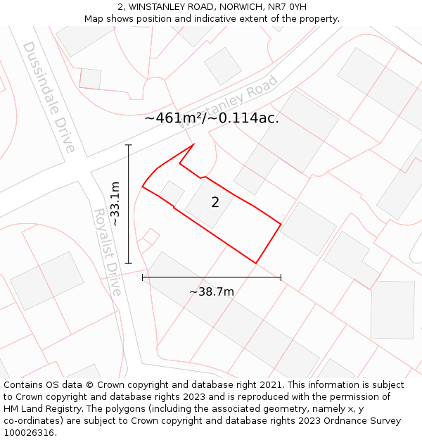 2, WINSTANLEY ROAD, NORWICH, NR7 0YH: Plot and title map