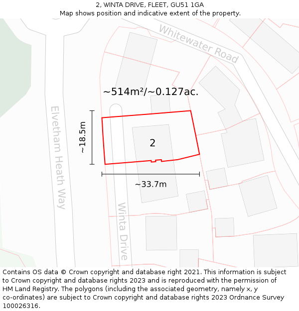 2, WINTA DRIVE, FLEET, GU51 1GA: Plot and title map