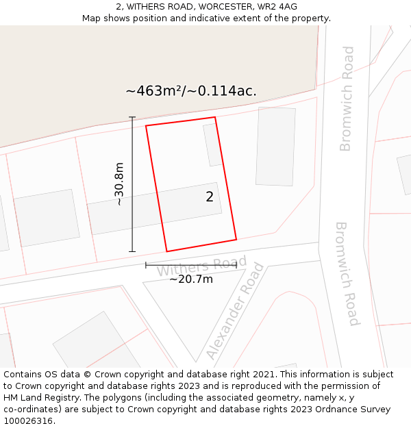 2, WITHERS ROAD, WORCESTER, WR2 4AG: Plot and title map
