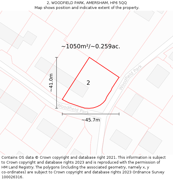 2, WOODFIELD PARK, AMERSHAM, HP6 5QQ: Plot and title map