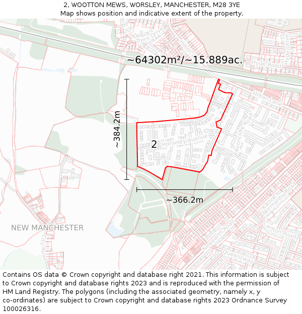 2, WOOTTON MEWS, WORSLEY, MANCHESTER, M28 3YE: Plot and title map