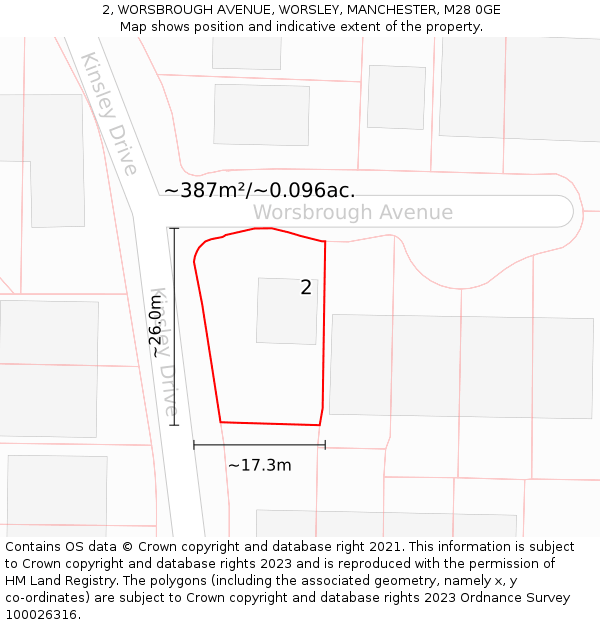 2, WORSBROUGH AVENUE, WORSLEY, MANCHESTER, M28 0GE: Plot and title map