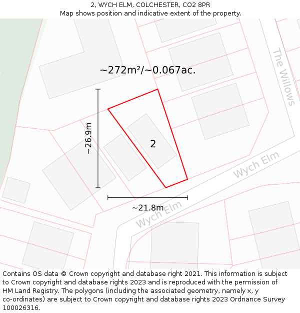 2, WYCH ELM, COLCHESTER, CO2 8PR: Plot and title map