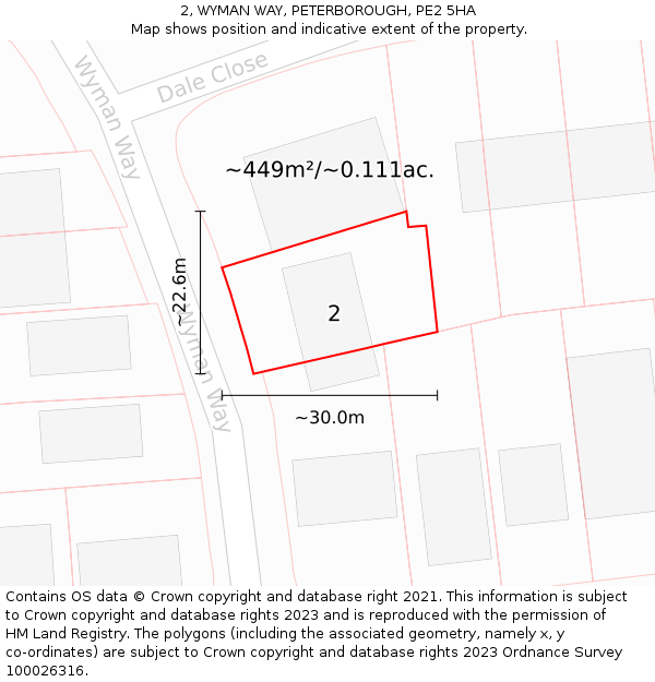 2, WYMAN WAY, PETERBOROUGH, PE2 5HA: Plot and title map