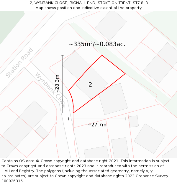 2, WYNBANK CLOSE, BIGNALL END, STOKE-ON-TRENT, ST7 8LR: Plot and title map