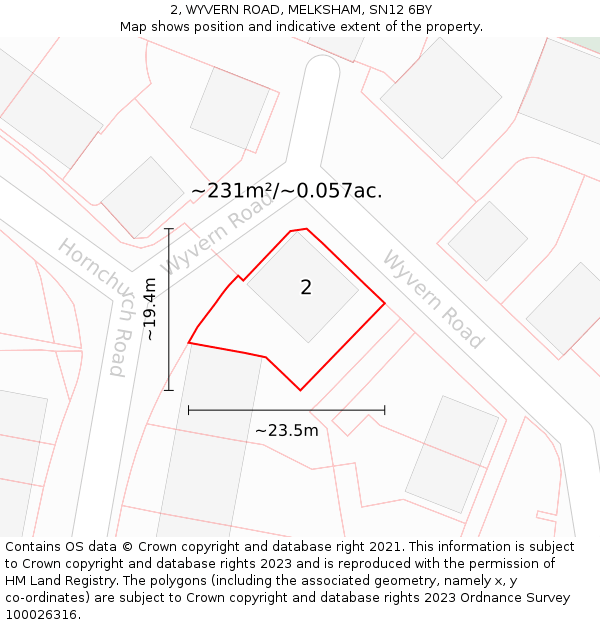 2, WYVERN ROAD, MELKSHAM, SN12 6BY: Plot and title map