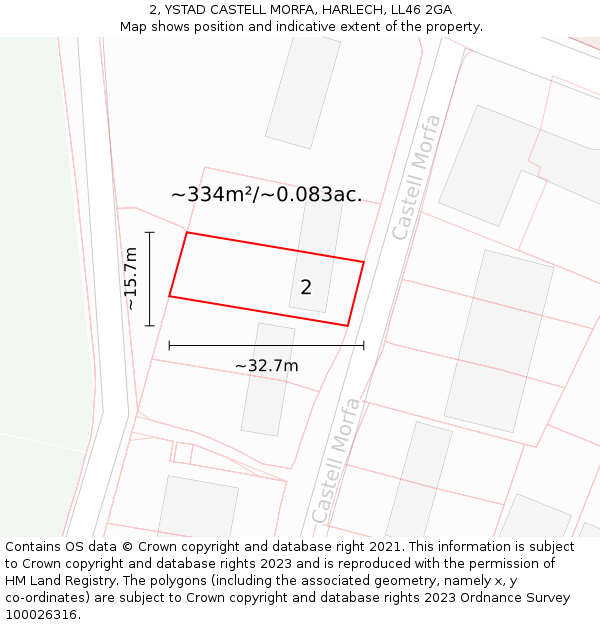 2, YSTAD CASTELL MORFA, HARLECH, LL46 2GA: Plot and title map