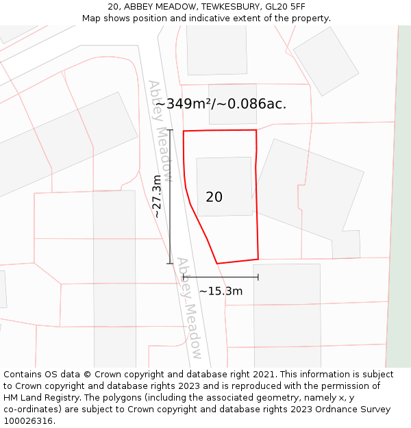 20, ABBEY MEADOW, TEWKESBURY, GL20 5FF: Plot and title map