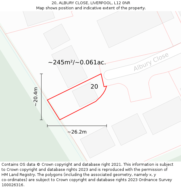 20, ALBURY CLOSE, LIVERPOOL, L12 0NR: Plot and title map