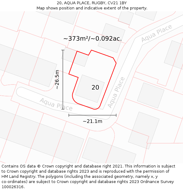 20, AQUA PLACE, RUGBY, CV21 1BY: Plot and title map