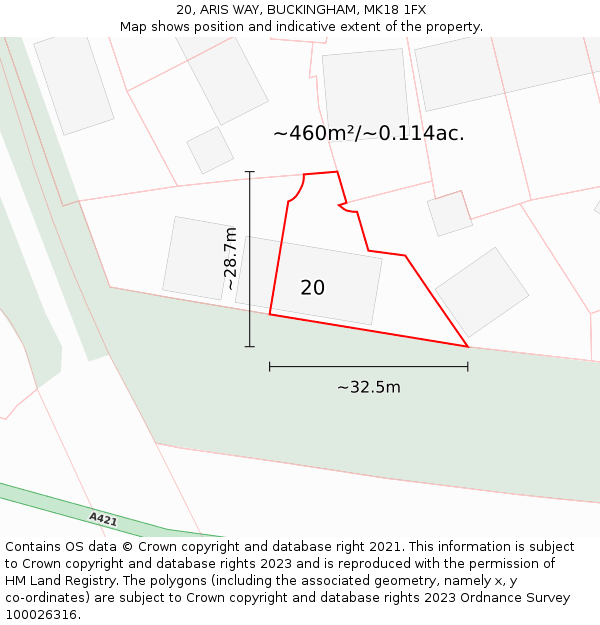 20, ARIS WAY, BUCKINGHAM, MK18 1FX: Plot and title map