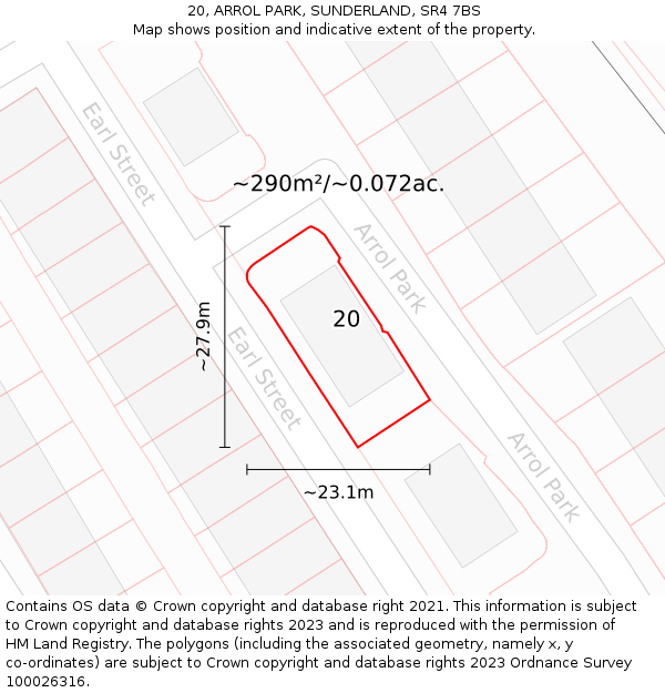 20, ARROL PARK, SUNDERLAND, SR4 7BS: Plot and title map