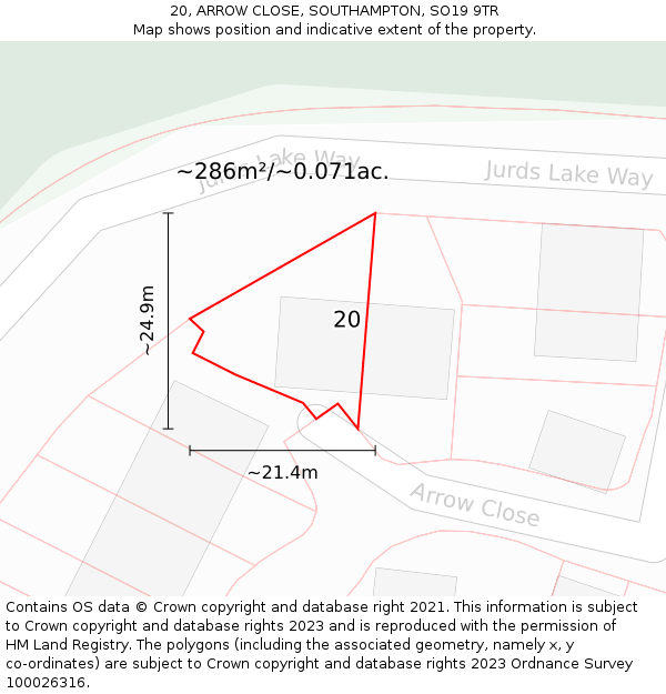 20, ARROW CLOSE, SOUTHAMPTON, SO19 9TR: Plot and title map