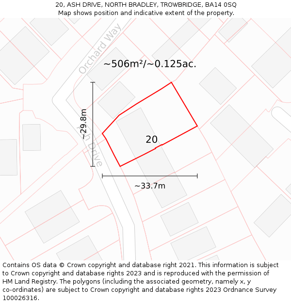 20, ASH DRIVE, NORTH BRADLEY, TROWBRIDGE, BA14 0SQ: Plot and title map