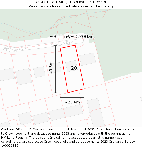 20, ASHLEIGH DALE, HUDDERSFIELD, HD2 2DL: Plot and title map