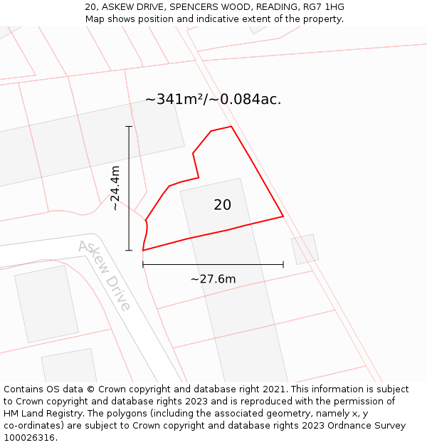 20, ASKEW DRIVE, SPENCERS WOOD, READING, RG7 1HG: Plot and title map