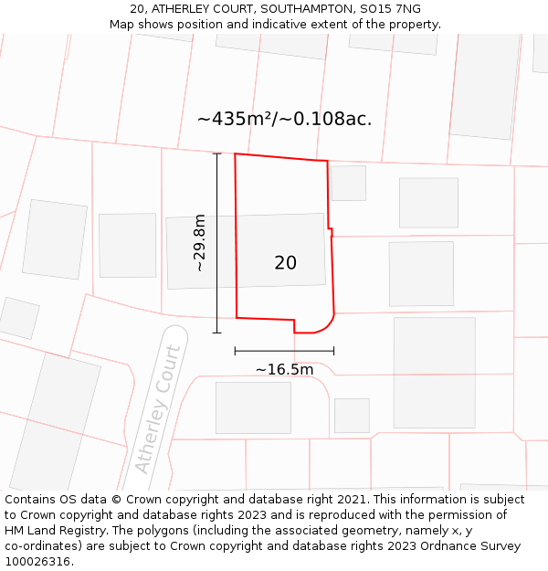 20, ATHERLEY COURT, SOUTHAMPTON, SO15 7NG: Plot and title map