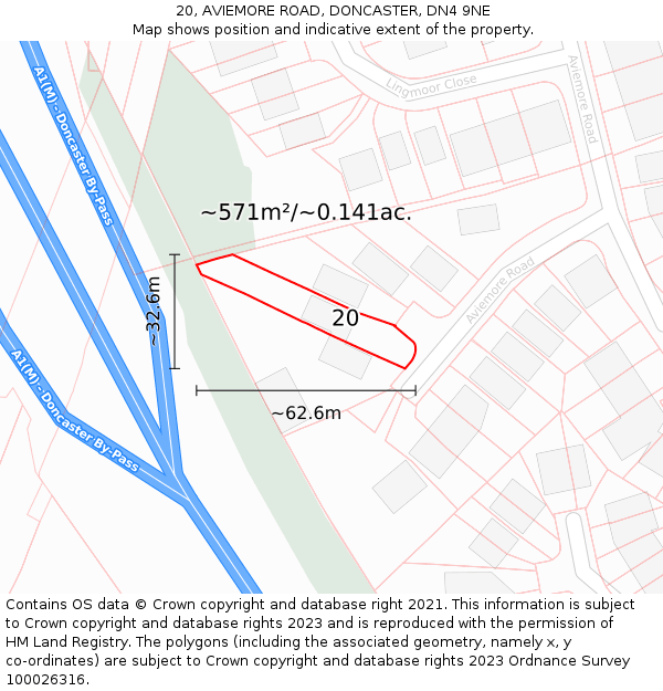 20, AVIEMORE ROAD, DONCASTER, DN4 9NE: Plot and title map