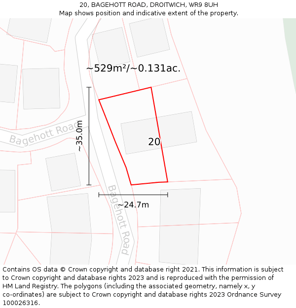 20, BAGEHOTT ROAD, DROITWICH, WR9 8UH: Plot and title map