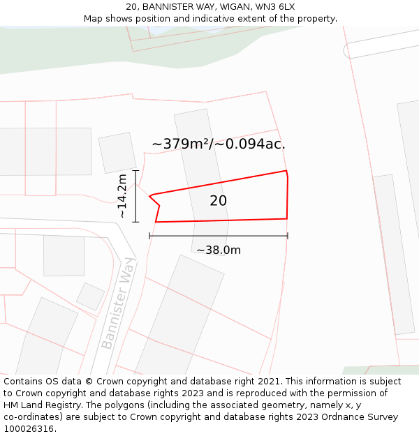 20, BANNISTER WAY, WIGAN, WN3 6LX: Plot and title map