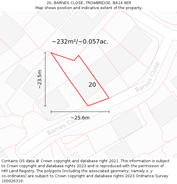 20, BARNES CLOSE, TROWBRIDGE, BA14 9ER: Plot and title map