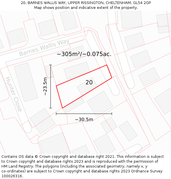 20, BARNES WALLIS WAY, UPPER RISSINGTON, CHELTENHAM, GL54 2GP: Plot and title map