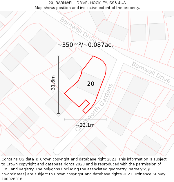 20, BARNWELL DRIVE, HOCKLEY, SS5 4UA: Plot and title map