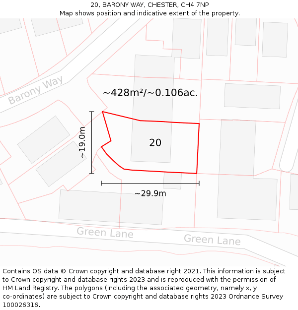 20, BARONY WAY, CHESTER, CH4 7NP: Plot and title map